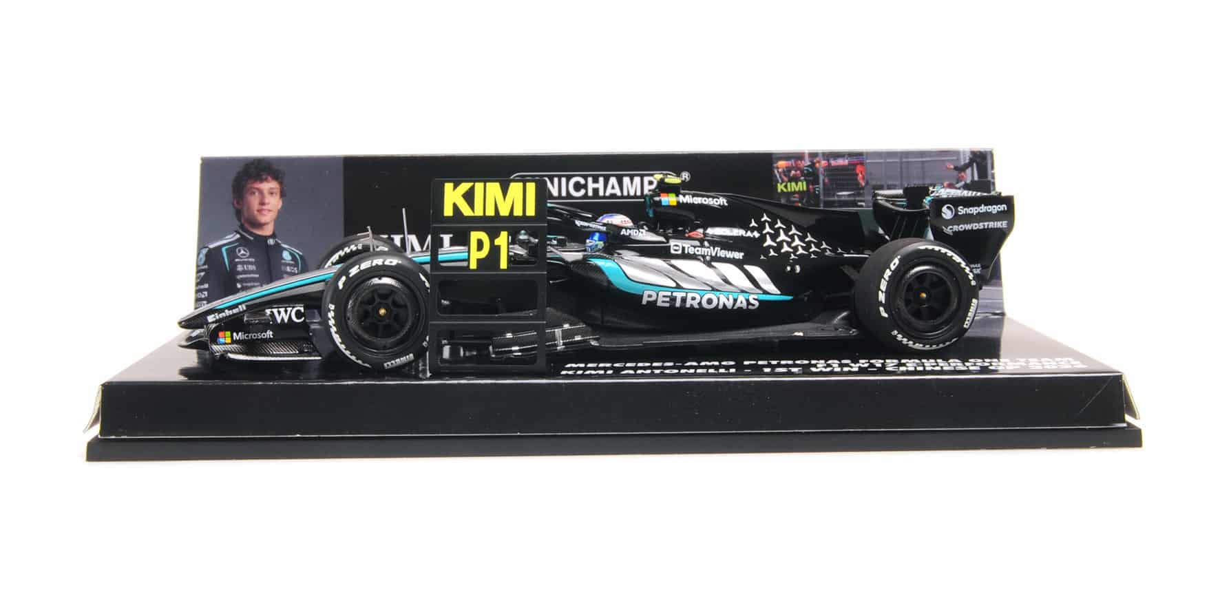 Minichamps 1:43 Mercedes-AMG Petronas F1 Team W17 No.12 Kimi Antonelli Winner Chinese GP 2026 with Pitboard (417260212) Limited Edition Resin Model 3 Minichamps 1:43 Mercedes-AMG Petronas F1 Team W17 No.12 Kimi Antonelli Winner Chinese GP 2026 with Pitboard (417260212) Limited Edition Resin Model