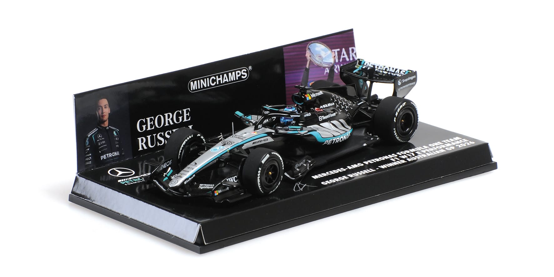 Minichamps 1:43 Mercedes-AMG Petronas F1 Team W17 No.63 George Russell Winner Australian GP 2026 (417260163) Limited Edition Resin Model 3 Minichamps 1:43 Mercedes-AMG Petronas F1 Team W17 No.63 George Russell Winner Australian GP 2026 (417260163) Limited Edition Resin Model