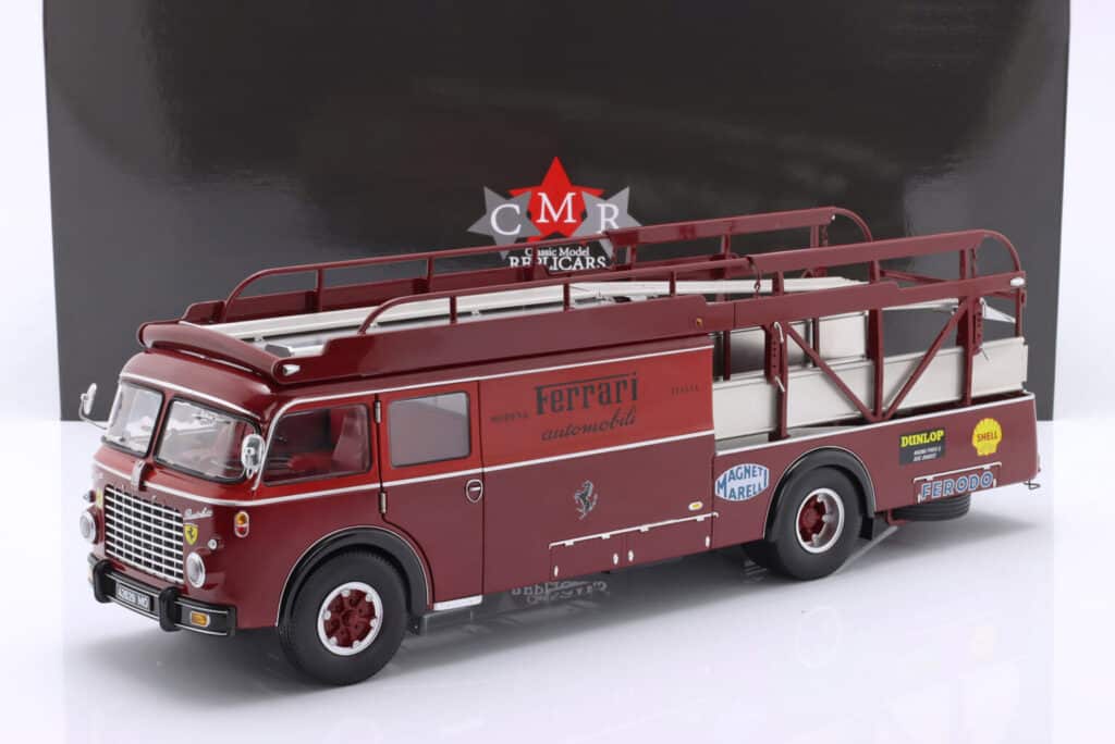 1:18 FIAT 642 RN2 BARTOLETTI FERRARI RACE CAR TRANSPORTER 1959 – DIECAST MODEL BY CMR MODELS