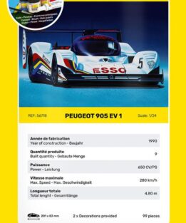 Heller 56718 Peugeot 905 EVO 1 Lemans Prototype Race Car Plastic Model 1:24 Starter Kit