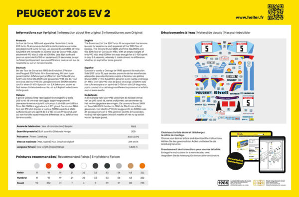 Heller 1/24 Peugeot 205 EV 2 Rally Model Kit 80716