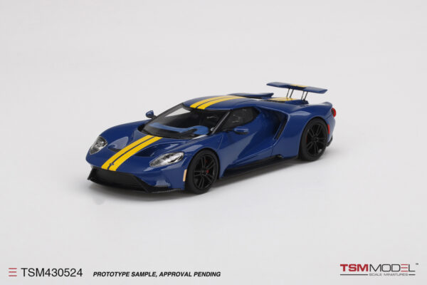 True Scale Miniatures TSM430524 Ford GT Blue Yellow Stripes Resin Model 1/43