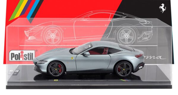 Polistil - 1:18 Ferrari Roma 2019 Grey Metallic with Showcase - Limited Edition Resin Model