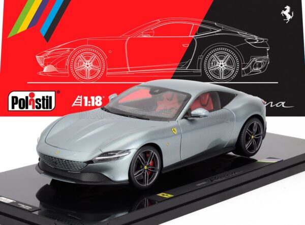 Polistil - 1:18 Ferrari Roma 2019 Grey Metallic with Showcase - Limited Edition Resin Model