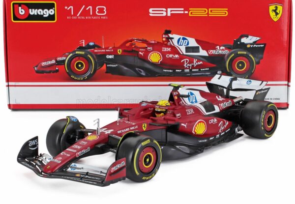 Bburago 1:18 Ferrari SF-25 No.44 Lewis Hamilton 2025 (18-16816-H) Diecast Model