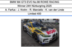 Spark - 1:18 BMW M4 GT3 EVO No.98 ROWE Racing Winner 24h Nurburgring 2025 - A.Farfus, J.Krohn, R.Marciello, K.Van Der Linde - Limited Edition Resin Model