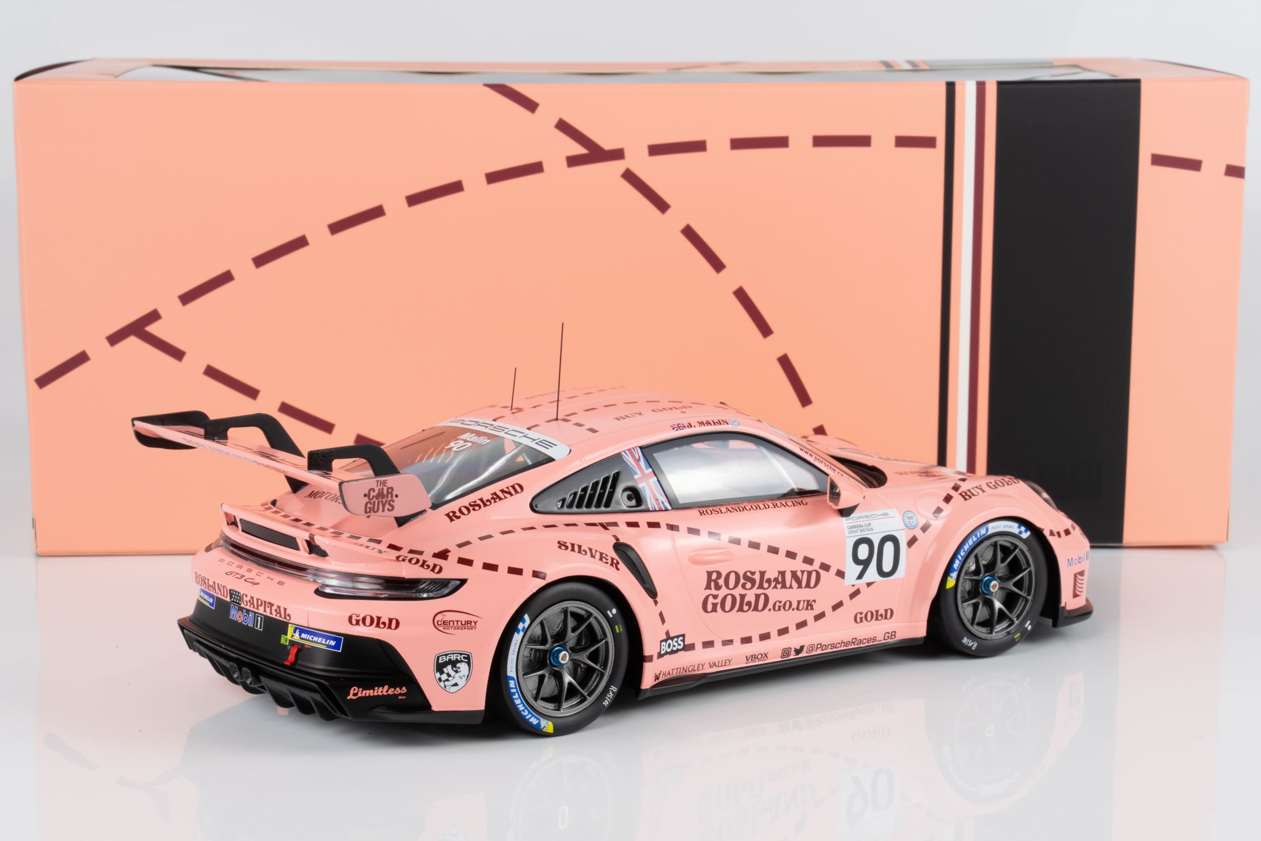 Ixo 1:18 Porsche 911 GT3 #90 Josh Malin Brands Hatch Porsche Cup 2023 (18RMC225.22) Limited Edition Diecast Model 2 Ixo 1:18 Porsche 911 GT3 #90 Josh Malin Brands Hatch Porsche Cup 2023 (18RMC225.22) Limited Edition Diecast Model - Image 2