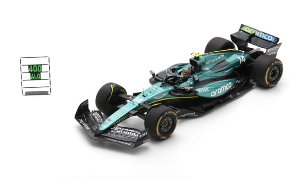 Spark - 1:18 Aston Martin F1 AMR24 No.14 Fernando Alonso 400th Race 2024 Mexico GP - Resin Model with Pitboard