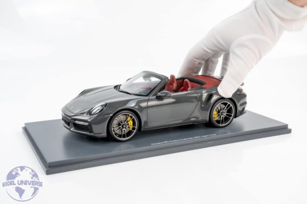 Schuco - 1:18 Porsche 911 (992) Turbo S Cabriolet 2022 Agate Grey - Resin Model 8 18U00143 Porsche 911 Turbo S 3