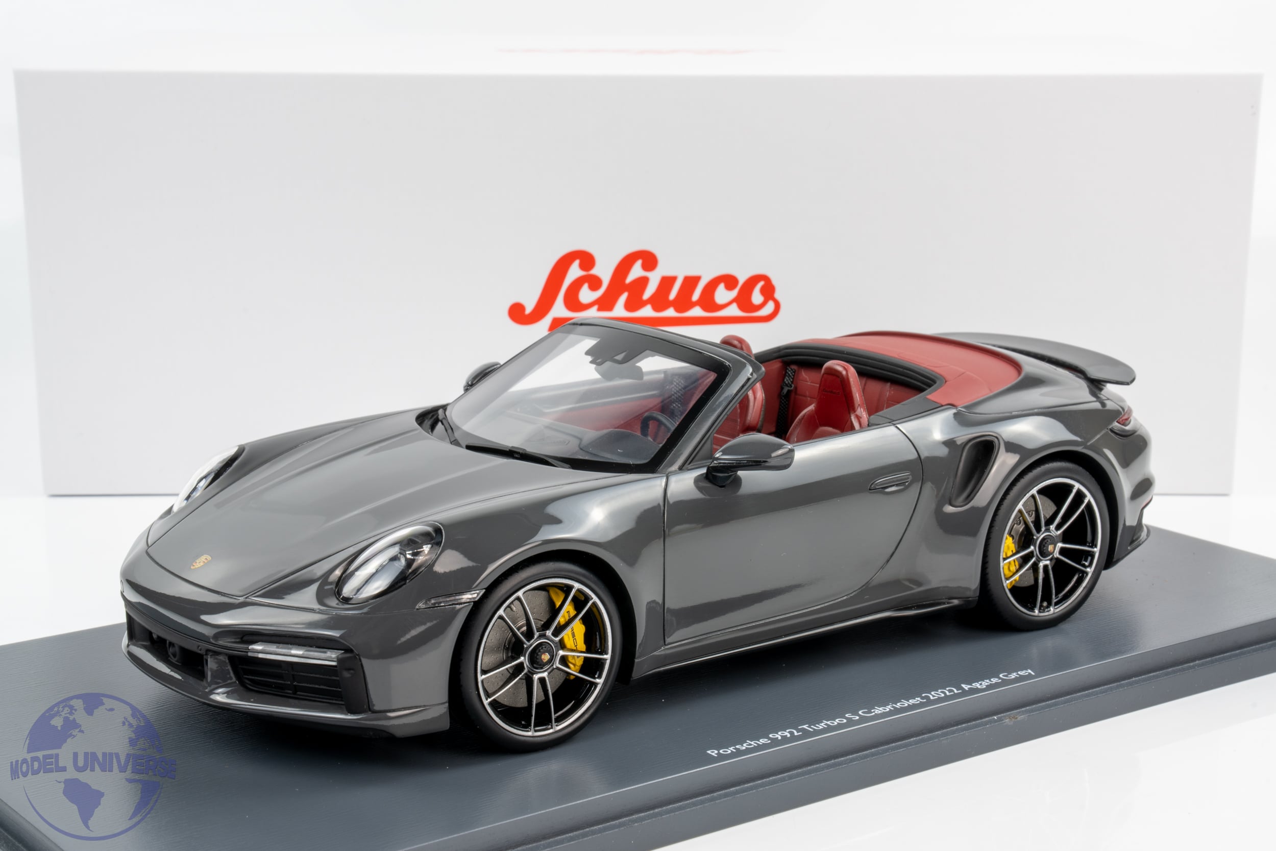 Schuco - 1:18 Porsche 911 (992) Turbo S Cabriolet 2022 Agate Grey - Resin Model