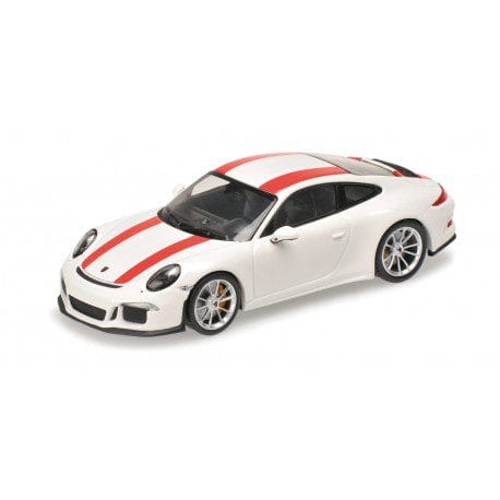 porsche 911 r 2016 white with red stripes minichamps 125066320 model car