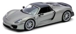 Welly 1:18 Porsche 918 Spyder Weissach Edition Grey Silver Hardtop Diecast Model Car 18051WS