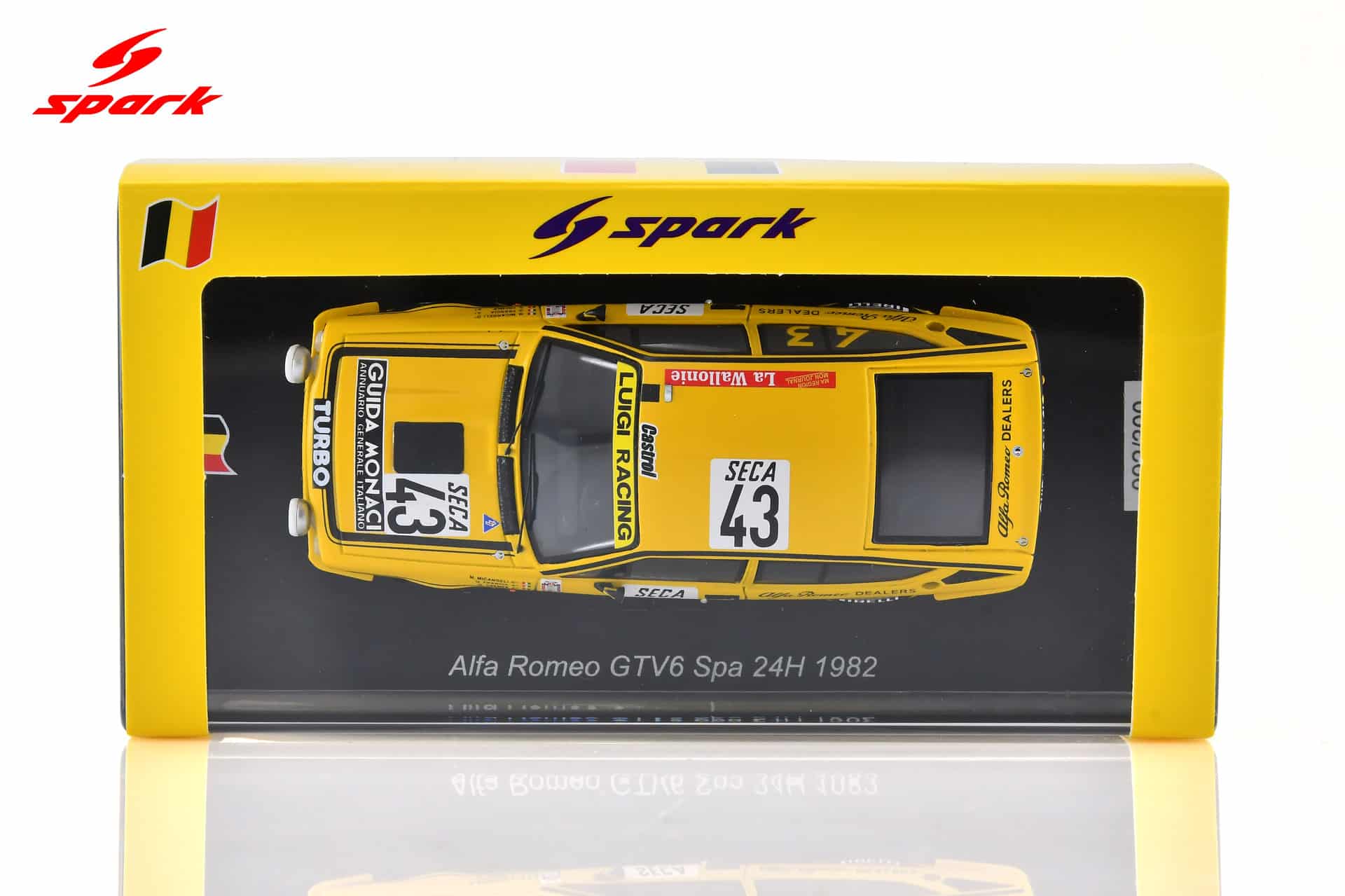 Spark - 1:43 Alfa Romeo GTV 6 No.43 Marco Micangeli, Giorgio Francia, Georges Cremer Spa 24H 1982 - Limited Edition Resin Model 9 Spark 1:43 Alfa Romeo GTV 6 No.43 Spa 24H 1982 M. Micangeli - G. Francia - G. Cremer Limited 300 (SB540) Resin Model