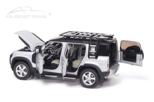 Almost Real 810806 Land Rover Defender 110 Satin Indus Silver Diecast Model Car