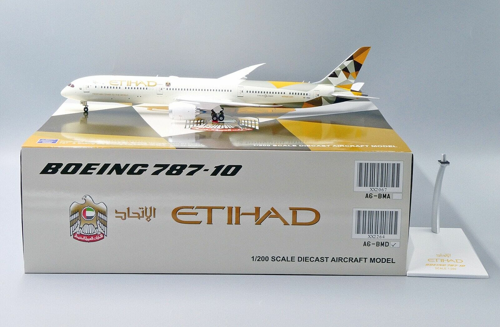 jc wings - 1:200 etihad airways boeing 787-10 dreamliner (a6-bmd) w/stand (jc2264)