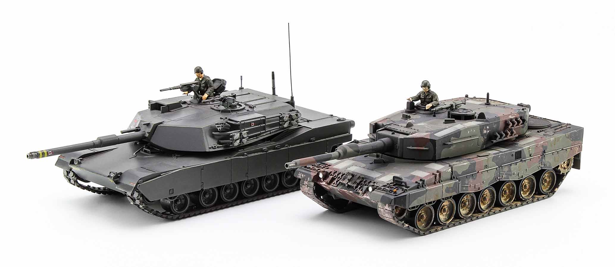 hasegawa - 1:72 m-1 abrams & leopard 2 tank combo (ha30069) model kit