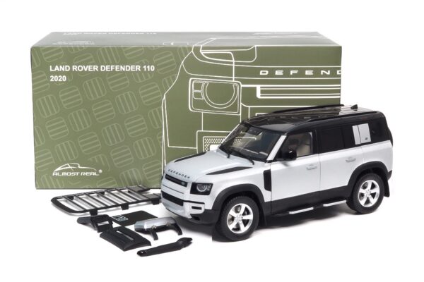 Almost Real 810806 Land Rover Defender 110 Satin Indus Silver Diecast Model Car
