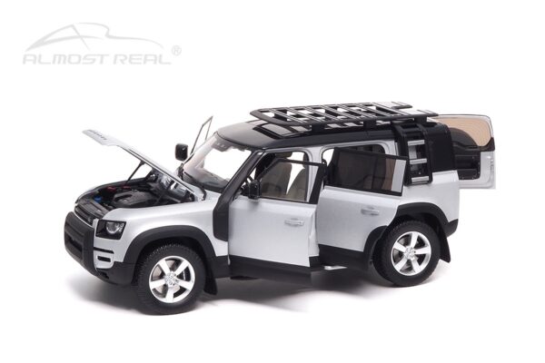 Almost Real 810806 Land Rover Defender 110 Satin Indus Silver Diecast Model Car