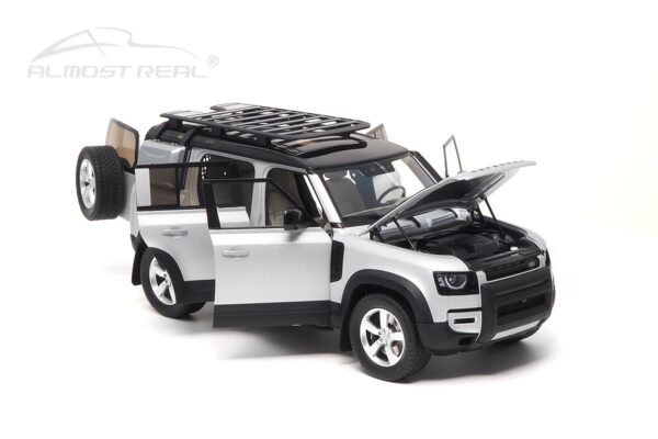 Almost Real 810806 Land Rover Defender 110 Satin Indus Silver Diecast Model Car