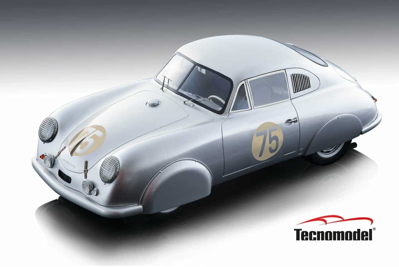 tecnomodel - 1:18 porsche 356 sl #75 special edition of 1st win le mans 1951 limited edition w/certificate