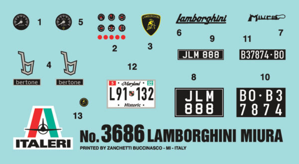 Italeri - 1:24 Lamborghini Miura (3686) Model Kit