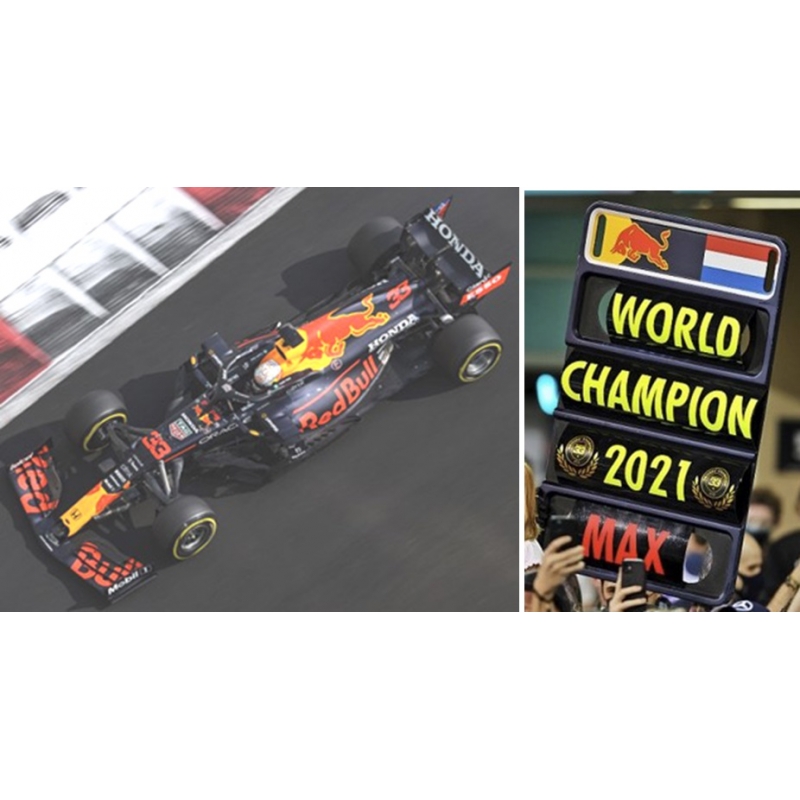 Minichamps 410212333 1/43 Red Bull RB16B Verstappen world champion pitboard