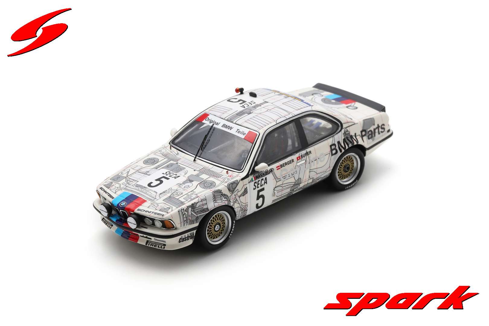 Miniature Spark 1/43 BMW 635 CSI N°10 24H Spa 1986 - Pirro, Ravaglia, Prevente