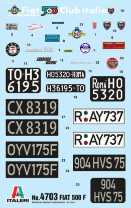 Italeri - 1:12 Fiat 500F 1968 (4703) Model Kit