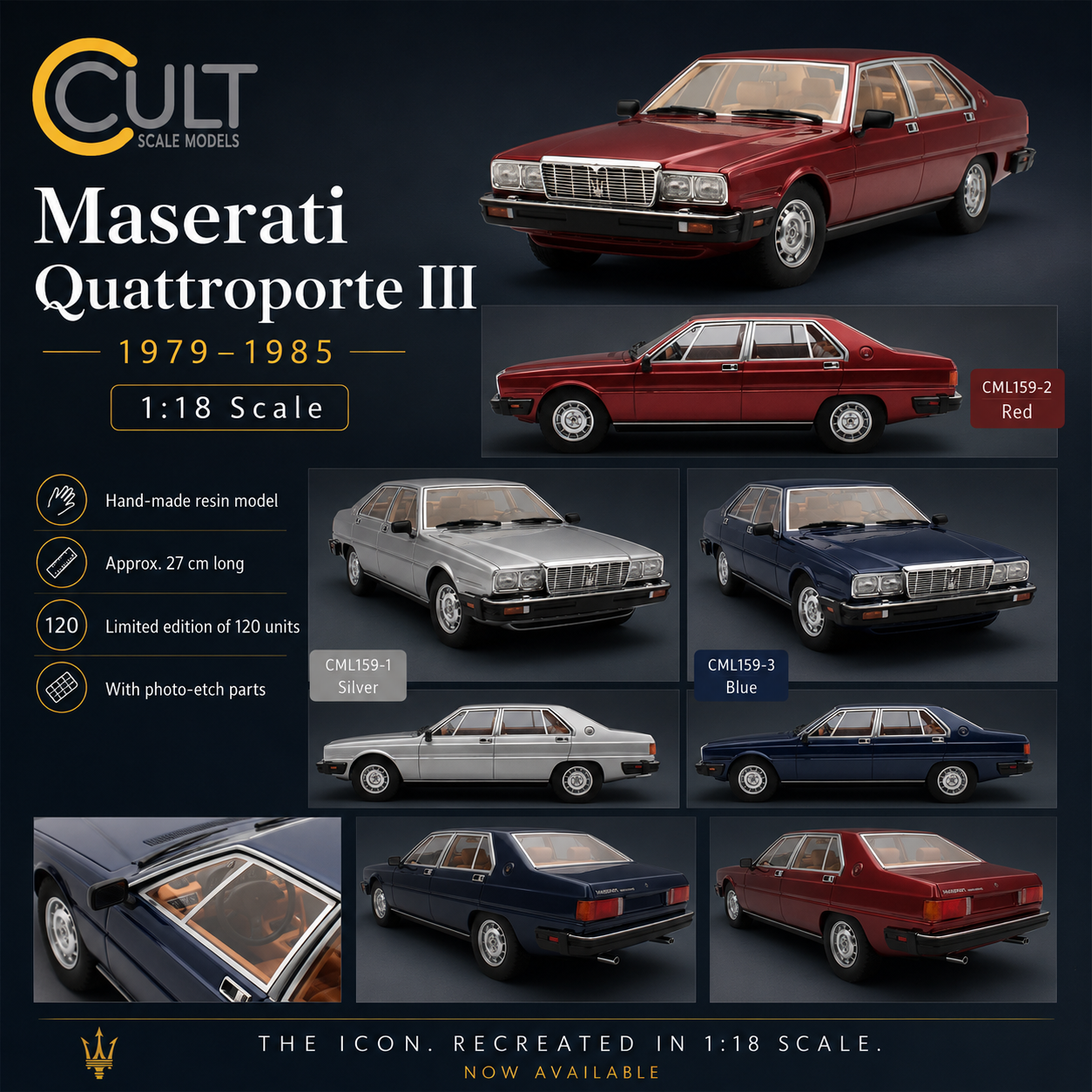 Maserati Quattroporte III 1979–1985 Arrives in 1:18 Scale by Cult Scale Models 2 Maserati Quattroporte III 1979–1985 Arrives in 1:18 Scale by Cult Scale Models