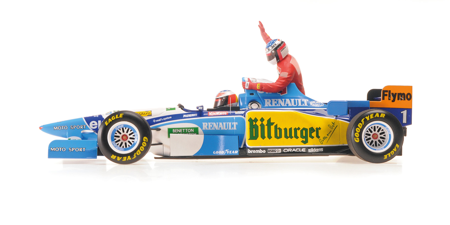 Minichamps 1:18 Benetton Renault B195 Michael Schumacher Canadian GP 1995  with Jean Alesi Riding (510950601) | Model Universe