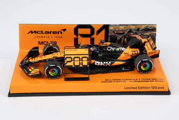Diecast Model Shop - Model Universe 58 Alternative view of Minichamps 1:43 McLaren MCL39 No.81 Oscar Piastri 2nd Hungarian GP 2025 (537255681) Limited Edition Resin Model