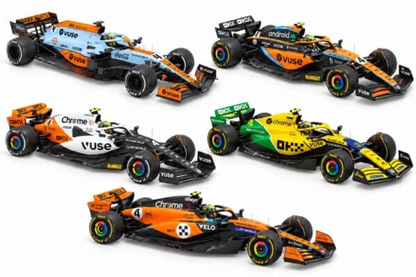 Minichamps 1:43 McLaren Formula 1 Lando Norris Monaco GP 5-Car Set 2021-2025 (572210425) Limited Edition Resin Model