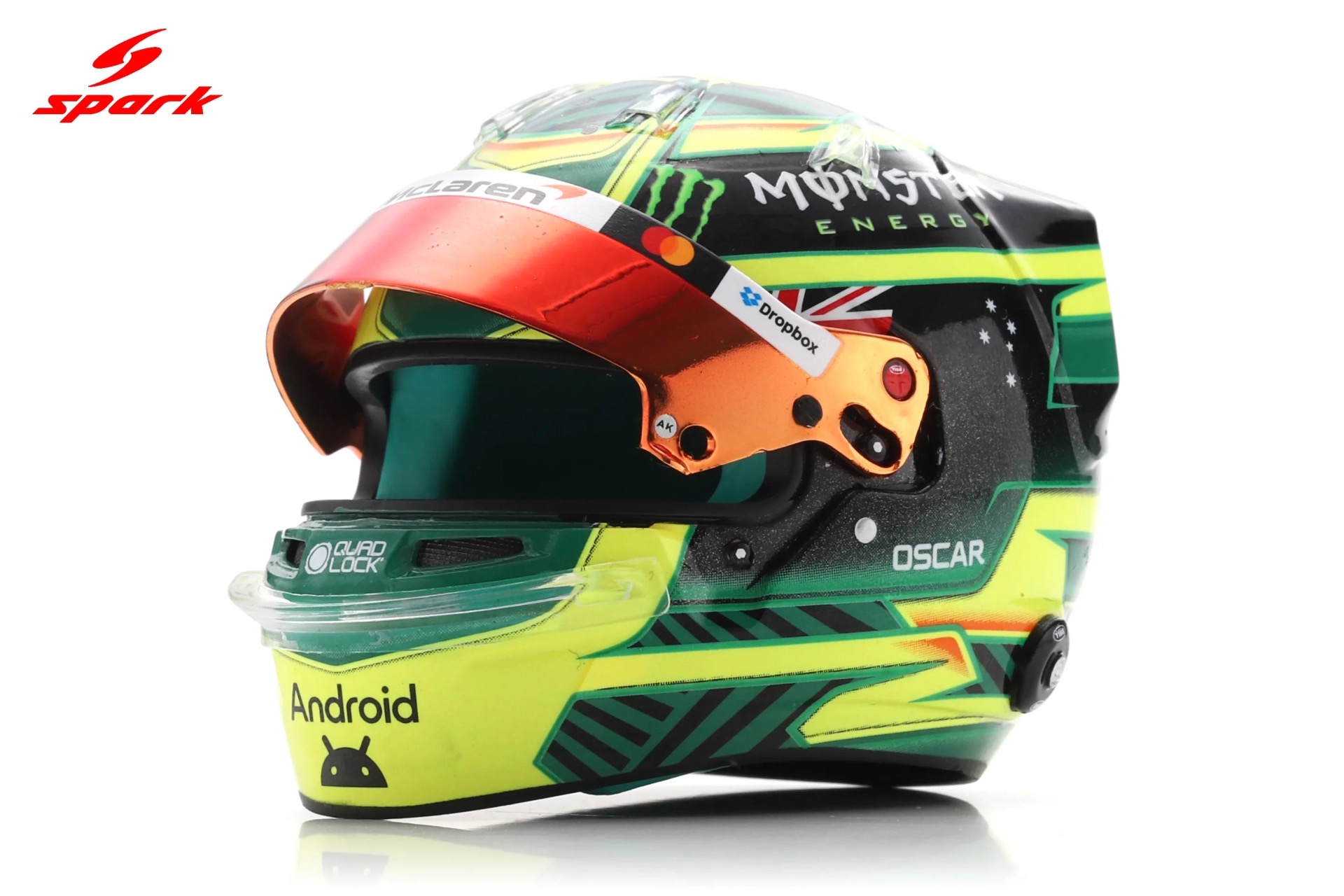 Spark 1:5 McLaren Mastercard F1 Team Oscar Piastri Australian GP 2026 (5HF245) Replica Helmet 4 Spark 1:5 McLaren Mastercard F1 Team Oscar Piastri Australian GP 2026 (5HF245) Replica Helmet - Image 4