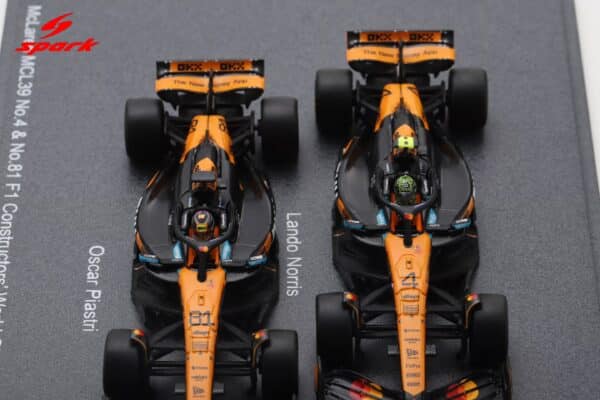 Spark 1:64 McLaren MCL39 No.4 & 81 Formula 1 Constructors' Champion 2025 Lando Norris, Oscar Piastri 2-Car Set with Display Base (64S084) Resin Model 15 Spark 1:64 McLaren MCL39 No.4 & 81 Formula 1 Constructors' Champion 2025 Lando Norris, Oscar Piastri 2-Car Set with Display Base (64S084) Resin Model