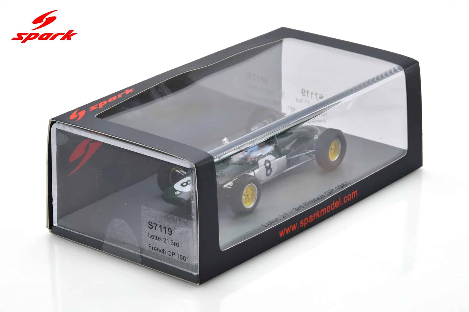 Spark - 1:43 Lotus 21 No.8 3rd Dutch GP 1961 Jim Clark - Resin Model 6 Spark 1:43 Lotus 21 No.8 3rd French GP 1961 Jim Clark (S7119) Resin Model
