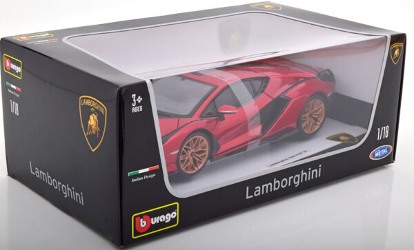 Bburago 1/18 Lamborghini Sian Red Diecast Model Car