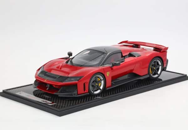 BBR 1:12 Ferrari F80 Rosso Corsa Supercar - Bicolour Carbon & Silver Wheels (BBR1223H) Limited Edition Resin Model