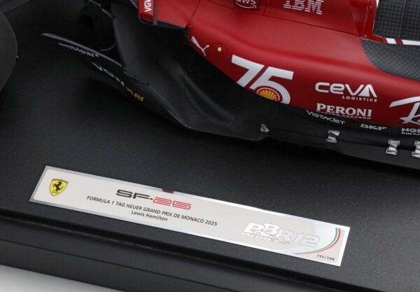 BBR 1:12 Ferrari SF-25 Monaco GP 2025 - 75th Anniversary Shell Livery - Hamilton No.44 (BBR1227C44) Limited Edition Resin Model 8 BBR 1:12 Ferrari SF-25 Monaco GP 2025 - 75th Anniversary Shell Livery - Hamilton No.44 (BBR1227C44) Limited Edition Resin Model