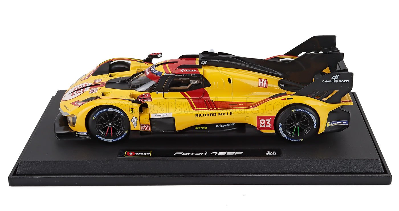 Bburago 1:18 Ferrari 499P No.83 Winner 24h Le Mans 2025 - R.Kubica, P.Hanson, Y.Ye (18-16308) Diecast Model 9 Bburago 1:18 Ferrari 499P No.83 Winner 24h Le Mans 2025 - R.Kubica, P.Hanson, Y.Ye - Diecast Model