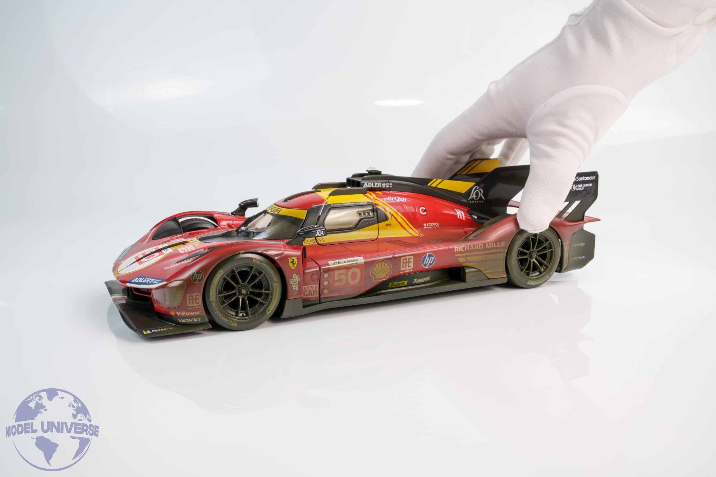 Bburago - 1:18 Ferrari 499P No.50 Winner 24h Le Mans 2024 Fuoco, Molina, Nielsen - "Dirty Race Weathered Version" - Showcase Edition - Diecast Model 3 Bburago - 1:18 Ferrari 499P No.50 Winner 24h Le Mans 2024 Fuoco, Molina, Nielsen - "Dirty Race Weathered Version" - Showcase Edition - Diecast Model
