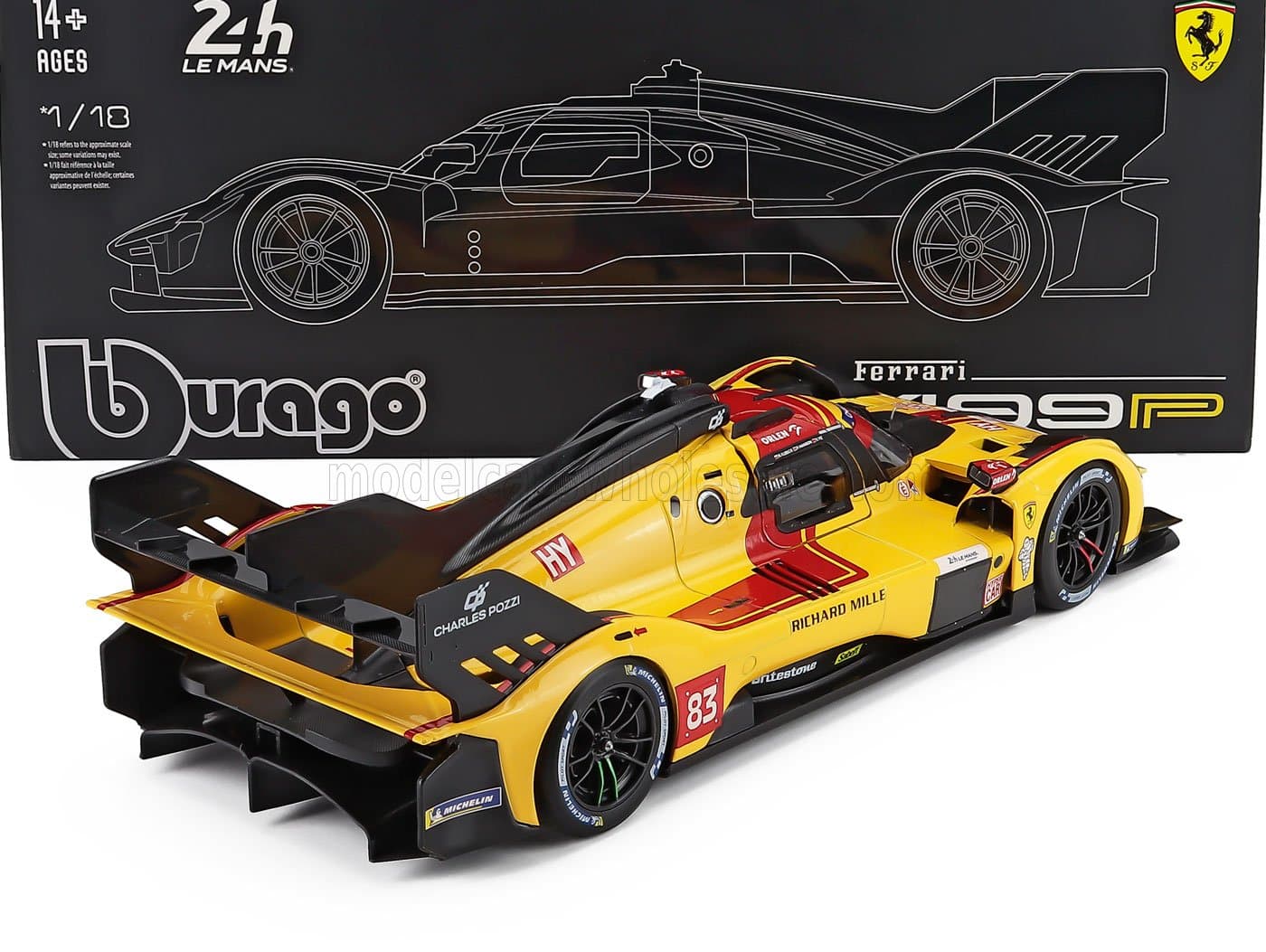 Bburago 1:18 Ferrari 499P No.83 Winner 24h Le Mans 2025 - R.Kubica, P.Hanson, Y.Ye (18-16316-83-VET) Diecast Model Deluxe Edition with Case 3 Bburago 1:18 Ferrari 499P No.83 Winner 24h Le Mans 2025 - R.Kubica, P.Hanson, Y.Ye (18-16316-83-VET) Diecast Model Deluxe Edition with Case - Image 3