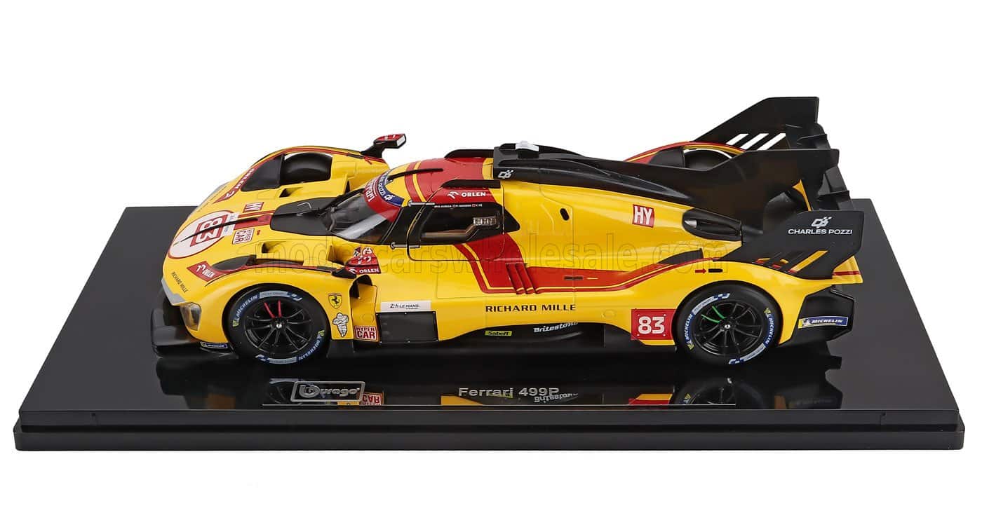 Bburago 1:18 Ferrari 499P No.83 Winner 24h Le Mans 2025 - R.Kubica, P.Hanson, Y.Ye (18-16316-83-VET) Diecast Model Deluxe Edition with Case 8 Bburago 1:18 Ferrari 499P No.83 Winner 24h Le Mans 2025 - R.Kubica, P.Hanson, Y.Ye (18-16316-83-VET) Diecast Model Deluxe Edition with Case - Image 8