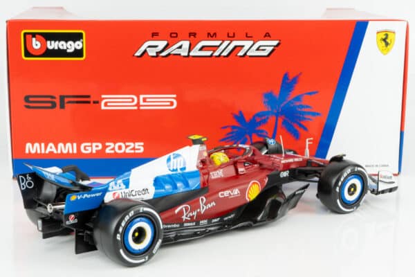 Bburago 1:18 Ferrari SF-25 No.44 Lewis Hamilton Miami GP 2025 (18-16816-H-MIAMI) Diecast Model 11 Bburago 1:18 Ferrari SF-25 No.44 Lewis Hamilton Miami GP 2025 (18-16816-H-MIAMI) Diecast Model