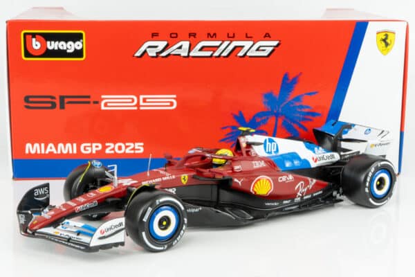 Bburago 1:18 Ferrari SF-25 No.44 Lewis Hamilton Miami GP 2025 (18-16816-H-MIAMI) Diecast Model