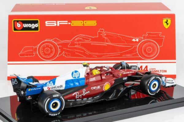 Bburago 1:18 Ferrari SF-25 No.44 Lewis Hamilton Miami GP 2025 Deluxe Edition with Showcase (18-16822-H-MIAMI-VET) Diecast Model 10 Bburago 1:18 Ferrari SF-25 No.44 Lewis Hamilton Miami GP 2025 Deluxe Edition with Showcase (18-16822-H-MIAMI-VET) Diecast Model