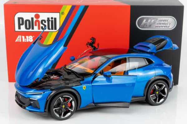 Polistil - 1:18 Ferrari Purosangue 2022 Blue Corsa with Showcase (18FE02022-HC) Limited Edition Diecast Model 15 Polistil - 1:18 Ferrari Purosangue 2022 Blue Corsa with Showcase (18FE02022-HC) Limited Edition Diecast Model