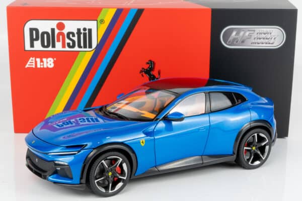 Polistil - 1:18 Ferrari Purosangue 2022 Blue Corsa with Showcase (18FE02022-HC) Limited Edition Diecast Model