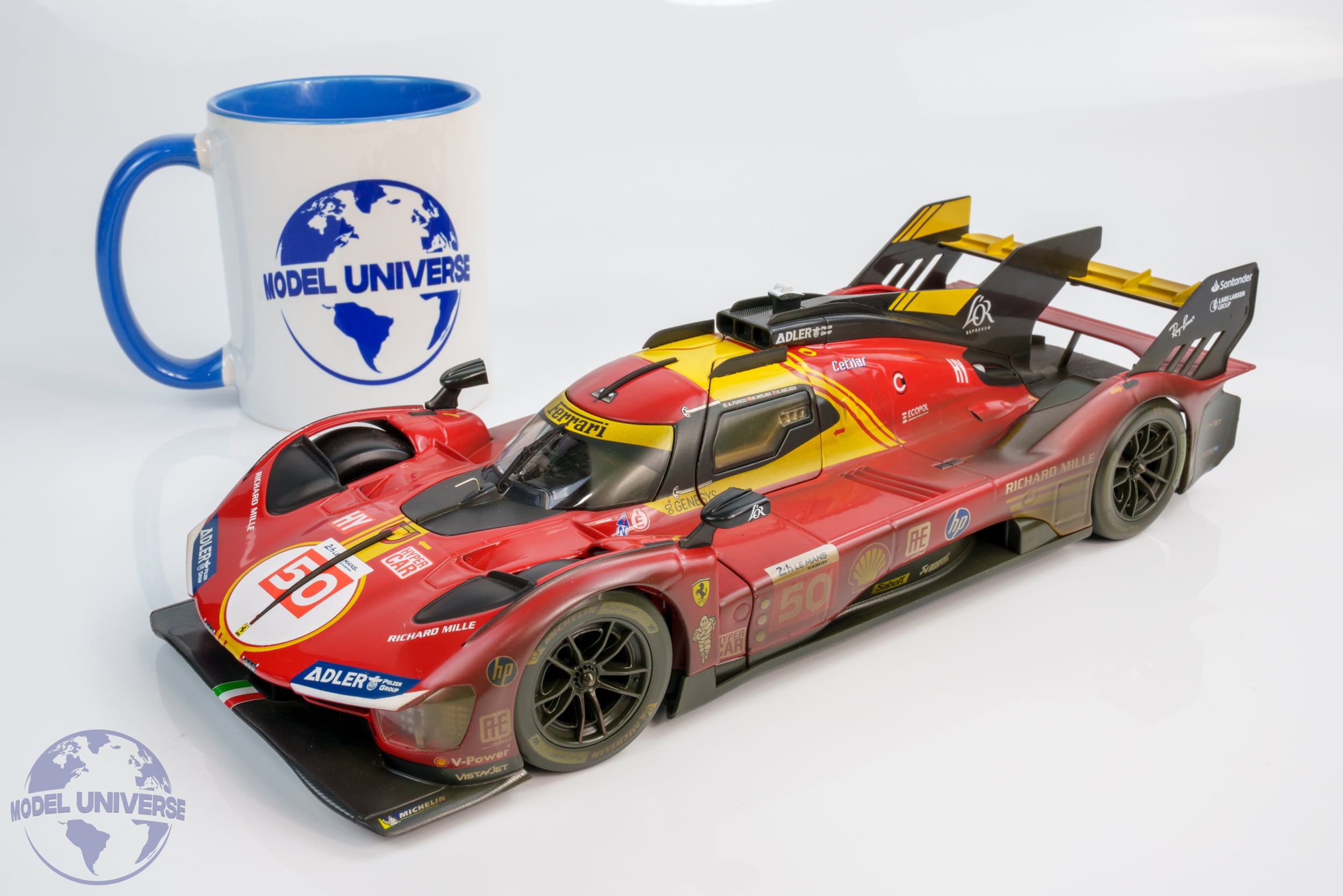 Bburago - 1:18 Ferrari 499P No.50 Winner 24h Le Mans 2024 Fuoco, Molina, Nielsen - "Dirty Race Weathered Version" - Diecast Model 6 Bburago - 1:18 Ferrari 499P No.50 Winner 24h Le Mans 2024 Fuoco, Molina, Nielsen - "Dirty Race Weathered Version" - Diecast Model