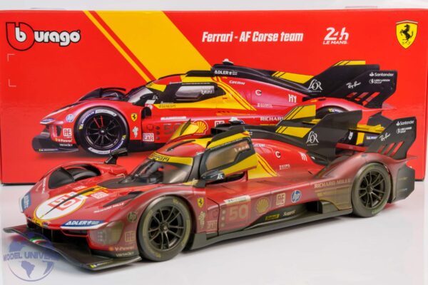Bburago - 1:18 Ferrari 499P No.50 Winner 24h Le Mans 2024 Fuoco, Molina, Nielsen - "Dirty Race Weathered Version" - Diecast Model