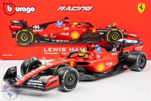 Bburago - 1:18 Ferrari SF-23 No.44 Lewis Hamilton "First Ferrari Test" Fiorano 2025 Deluxe Edition with Showcase - Diecast Model